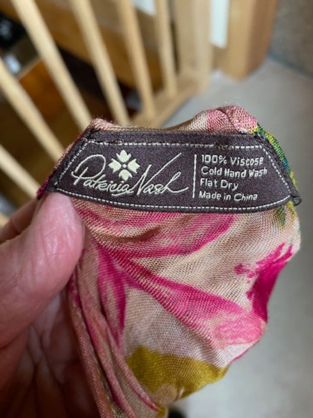 Patricia Nash floral scarf preowned 24" sq. bright colors - Picture 6 of 6